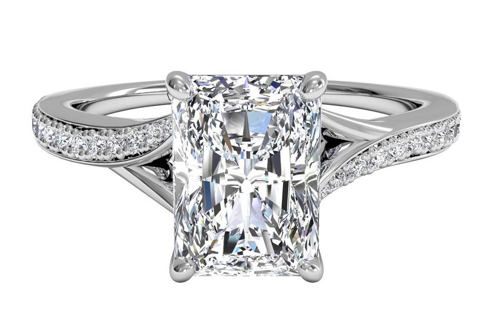 10605	<br>	Modern Bypass MicropavÃ© Diamond Band Engagement Ring - in 14kt White Gold - (0.19 CTW)