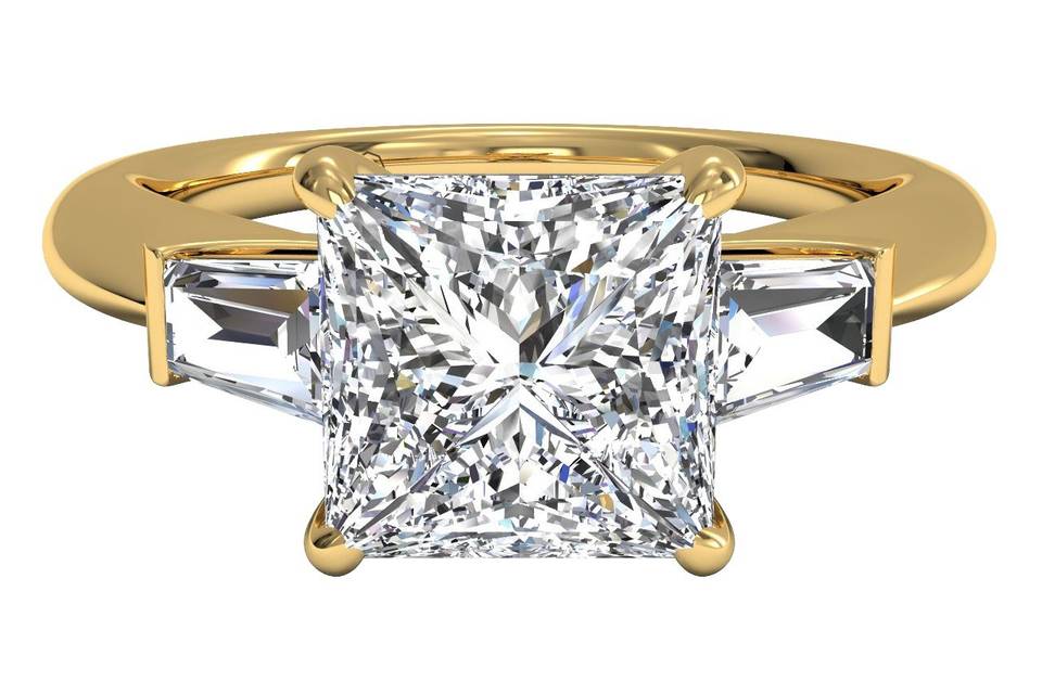 12069	<br>	Tapered Baguette Diamond Engagement Ring - in 18kt Yellow Gold (0.25 CTW)
