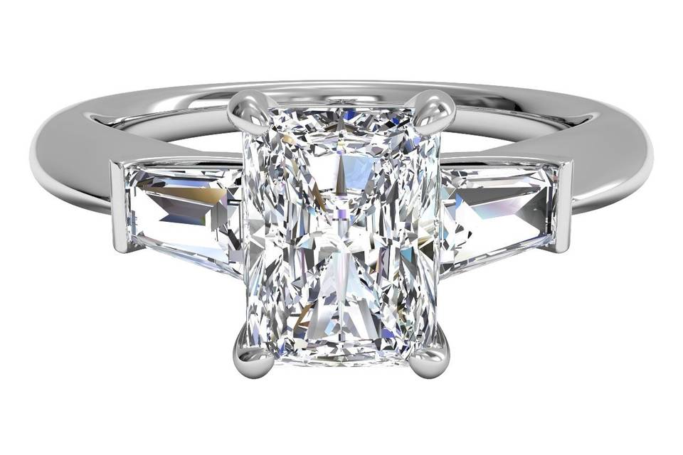 12080	<br>	Tapered Baguette Diamond Engagement Ring - in 18kt White Gold (0.25 CTW)