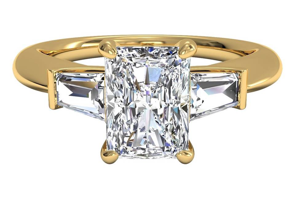 12081	<br>	Tapered Baguette Diamond Engagement Ring - in 18kt Yellow Gold (0.25 CTW)
