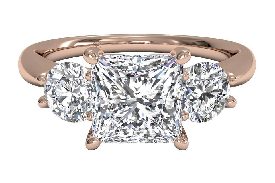 12514	<br>	Double French-Set Band Engagement Ring - in 18kt Rose Gold (0.59 CTW)