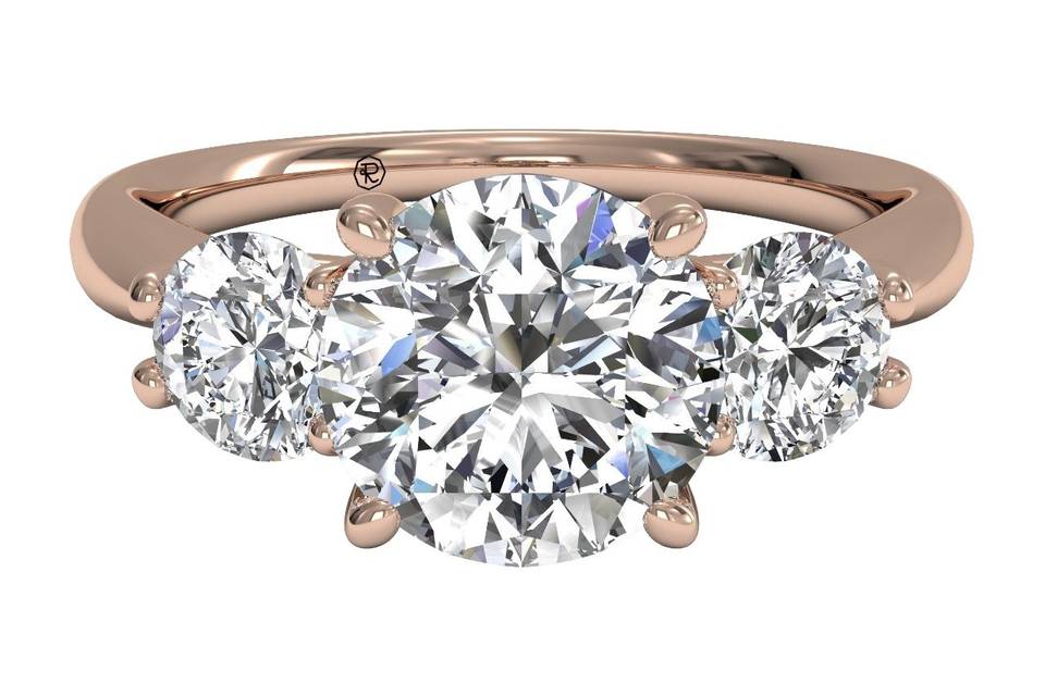 12565	<br>	Three-Stone Diamond Engagement Ring - in 18kt Rose Gold (0.50 CTW)