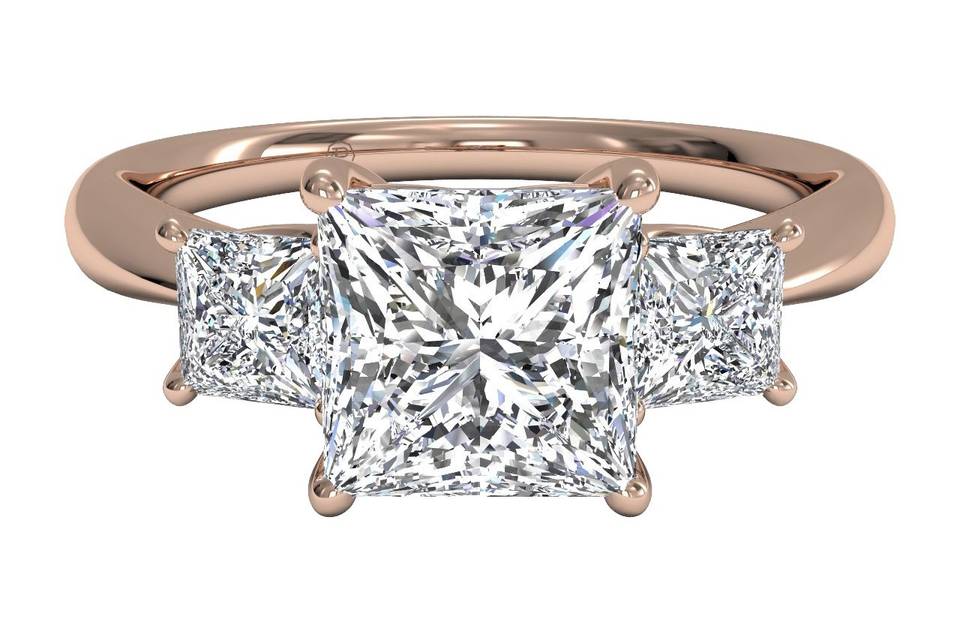 12565	<br>	Three-Stone Diamond Engagement Ring - in 18kt Rose Gold (0.50 CTW)