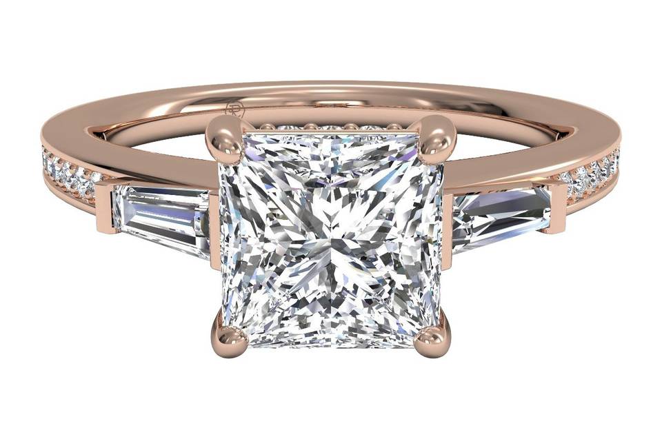 12614	<br>	Tapered Baguette Diamond Band Engagement Ring - in 18kt Rose Gold (0.39 CTW)