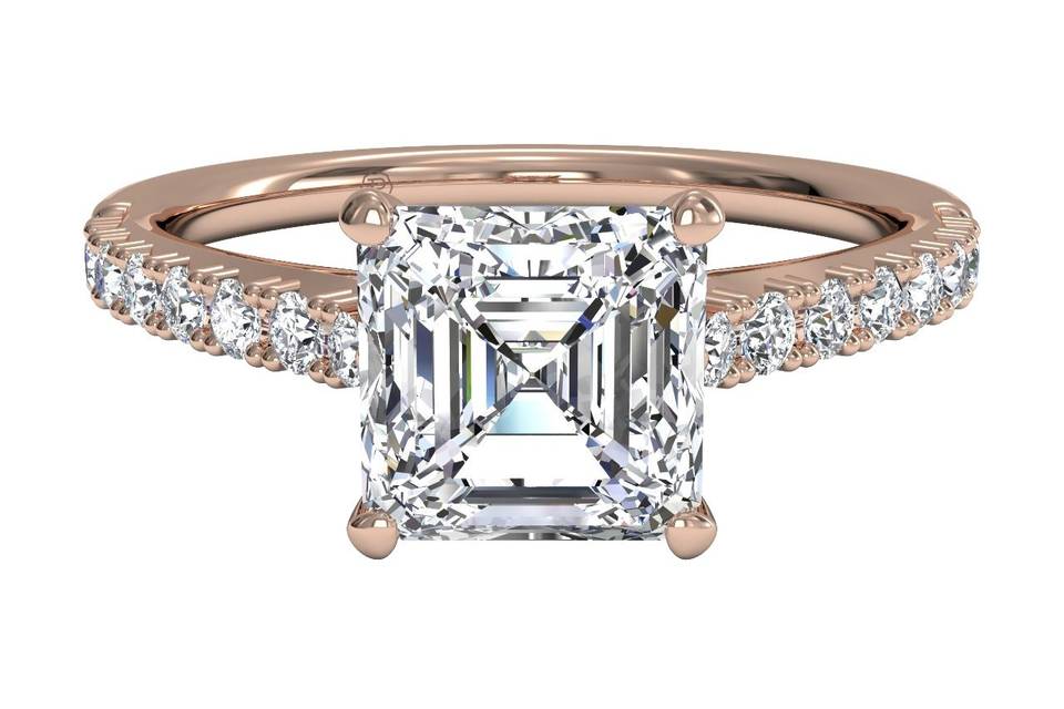 12695	<br>	French-Set Diamond Band Engagement Ring - in 18kt Rose Gold (0.23 CTW)