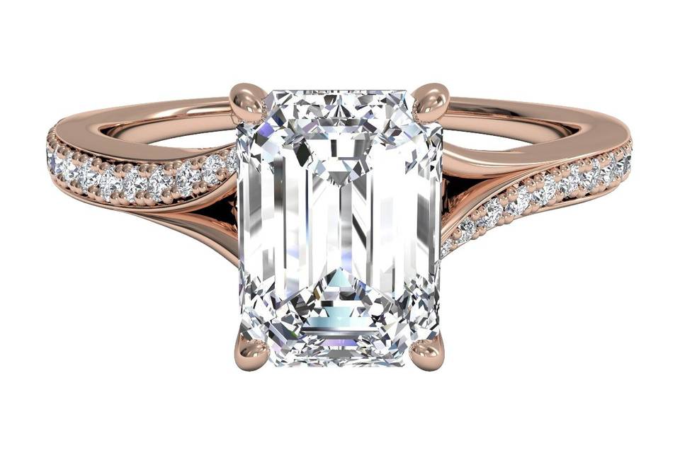 12736	<br>	Modern Bypass MicropavÃ© Diamond Band Engagement Ring - in 18kt Rose Gold - (0.19 CTW)