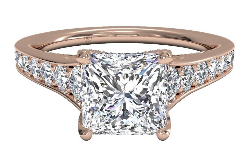 12768	<br>	Tapered PavÃ© Diamond Band Engagement Ring - in 18kt Rose Gold - (0.48 CTW)