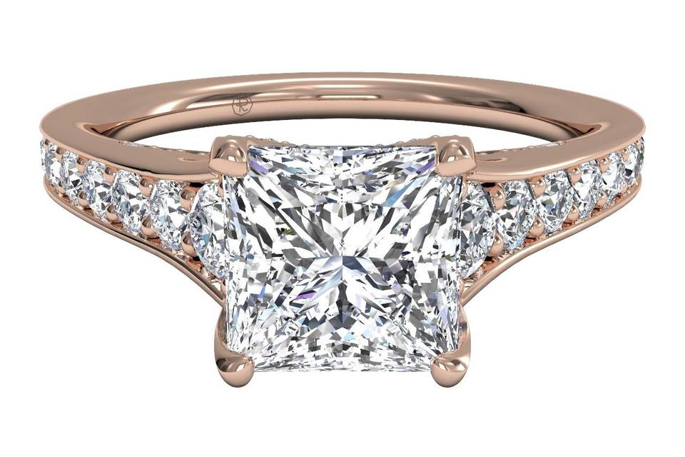 12736	<br>	Modern Bypass MicropavÃ© Diamond Band Engagement Ring - in 18kt Rose Gold - (0.19 CTW)