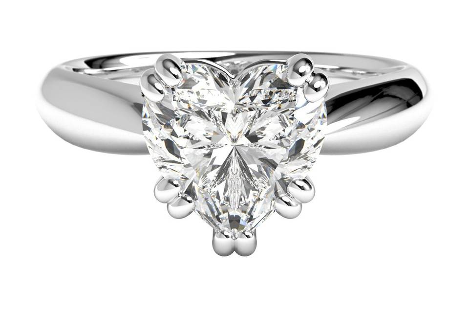 15033	<br>	Three-Stone Halo Diamond Band Engagement Ring - in 14kt White Gold - (0.47 CTW)