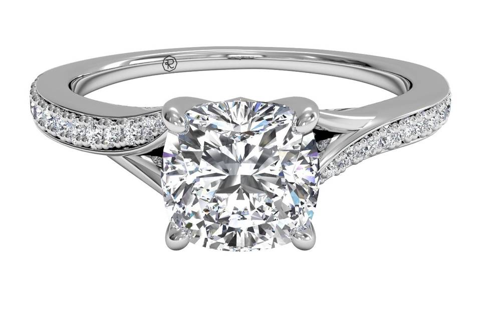 4639	<br>	Modern Bypass MicropavÃ© Diamond Band Engagement Ring - in 18kt White Gold - (0.19 CTW)
