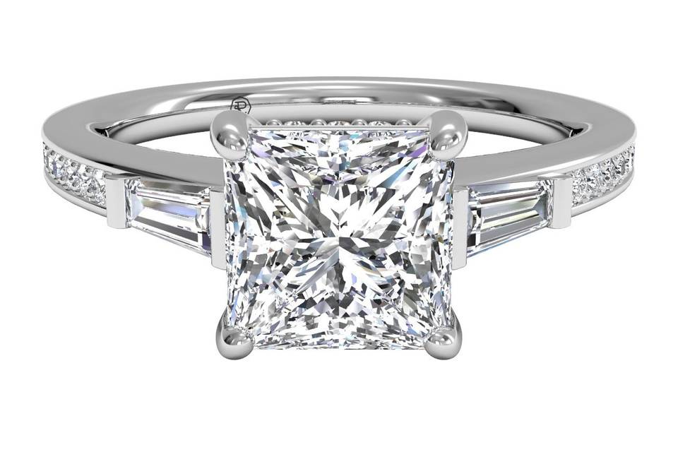 4750	<br>	Tapered Baguette Diamond Band Engagement Ring - in Palladium (0.39 CTW)