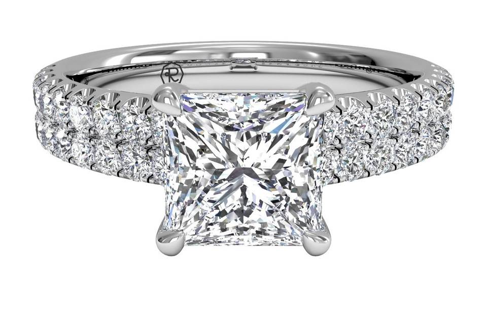 4931	<br>	Double French-Set Band Engagement Ring - in Platinum (0.59 CTW)