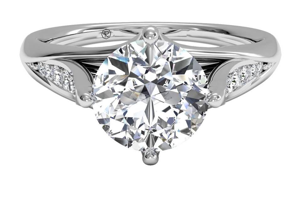 4974	<br>	French-Set Halo Diamond Engagement Ring - in Platinum - (0.20 CTW)
