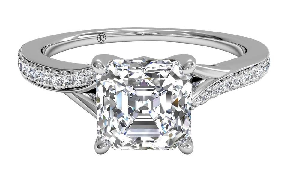 5024	<br>	Modern Bypass MicropavÃ© Diamond Band Engagement Ring - in Platinum - (0.19 CTW)