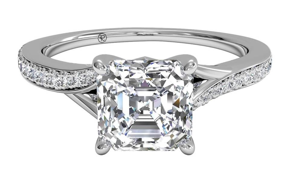 4992	<br>	Vintage Tulip Diamond Band Engagement Ring - in Platinum (0.08 CTW)