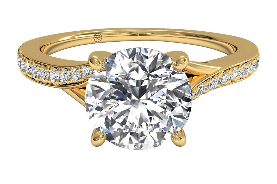 5160	<br>	Double French-Set Diamond 'V' Engagement Ring with Surprise Diamonds - in 18kt Yellow Gold (0.24 CTW)