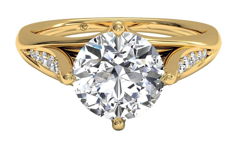 5175	<br>	French-Set Halo Diamond Band Engagement Ring - in 18kt Yellow Gold (0.45 CTW)