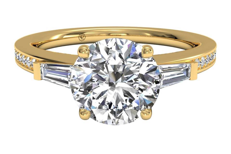 5201	<br>	Tapered Baguette Diamond Band Engagement Ring - in 18kt Yellow Gold (0.39 CTW)
