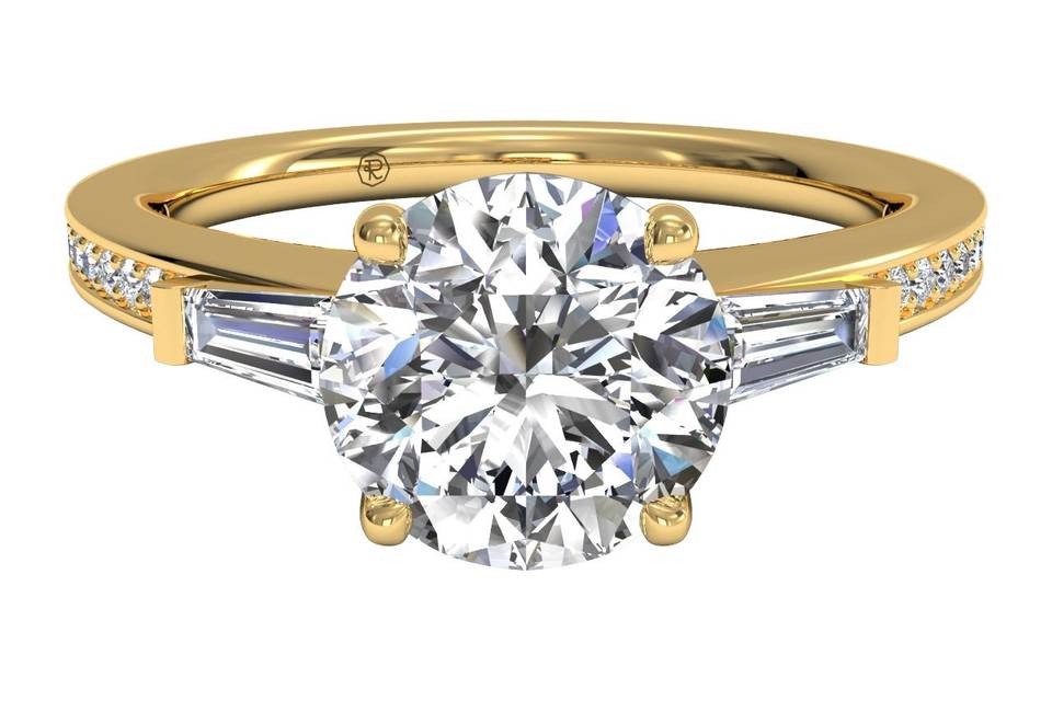 5192	<br>	Vintage Tulip Diamond Band Engagement Ring - in 18kt Yellow Gold (0.08 CTW)