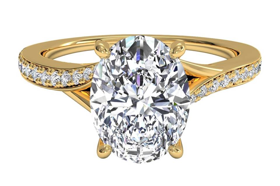 5262	<br>	Masterwork Cushion Halo Vaulted Milgrain Diamond Engagement Ring with Surprise Diamonds - in 18kt Yellow Gold - (0.46 CTW)