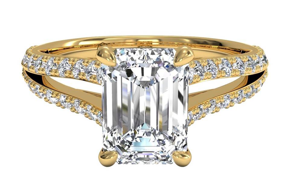 5271	<br>	Modern Bypass MicropavÃ© Diamond Band Engagement Ring - in 18kt Yellow Gold - (0.19 CTW)