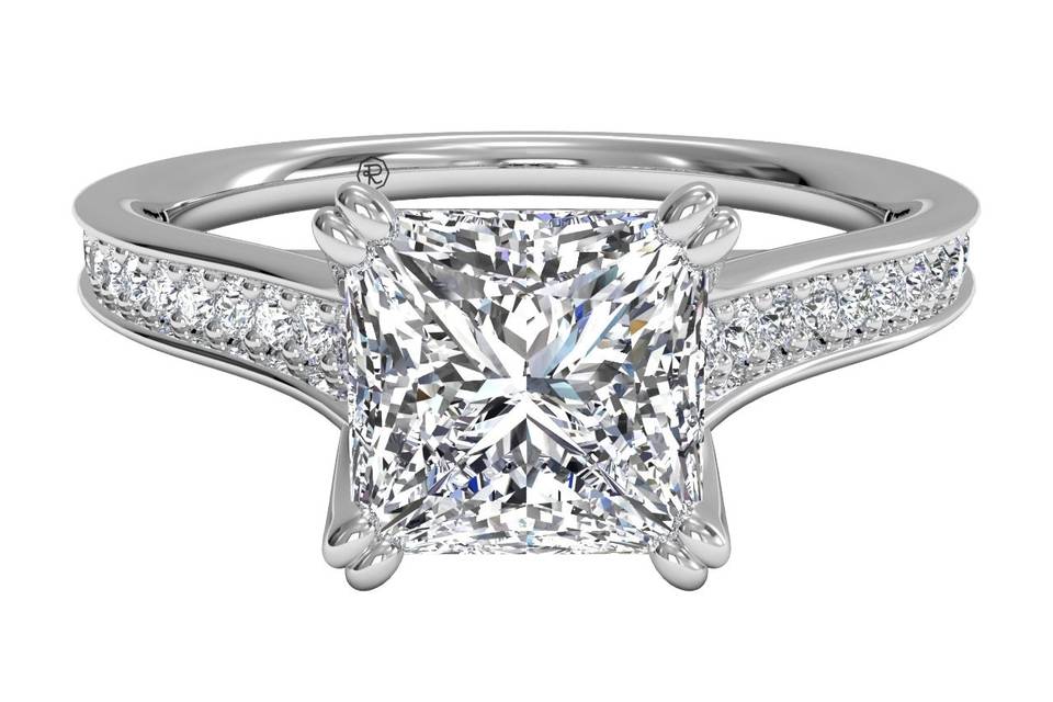 5322	<br>	MicropavÃ© Diamond Band Engagement Ring with Surprise Diamonds - in 14kt White Gold (0.17 CTW)