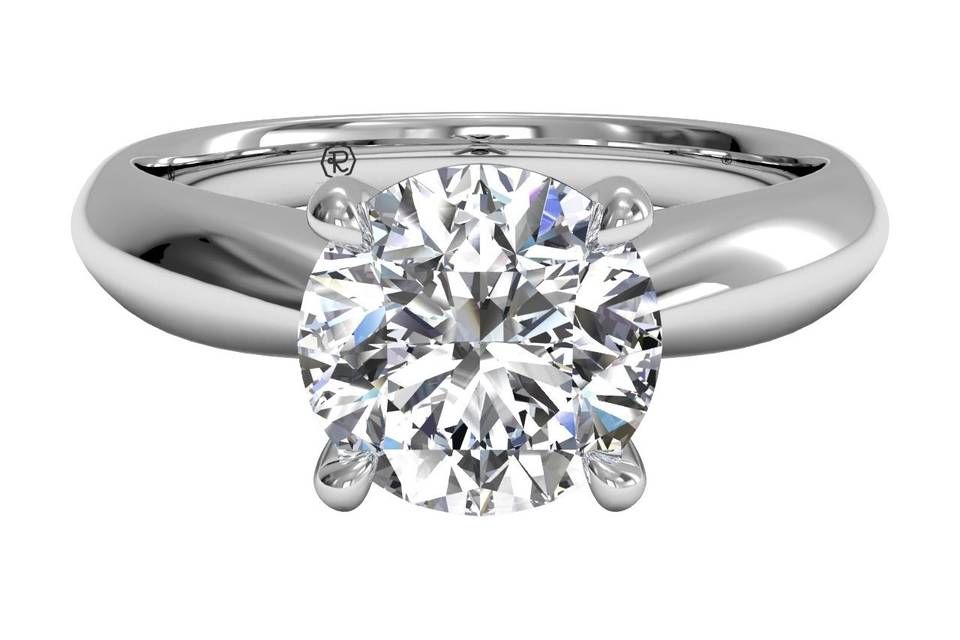 5661	<br>	Solitaire Diamond Tapered Engagement Ring with Surprise Diamonds - in Platinum - (0.04 CTW)