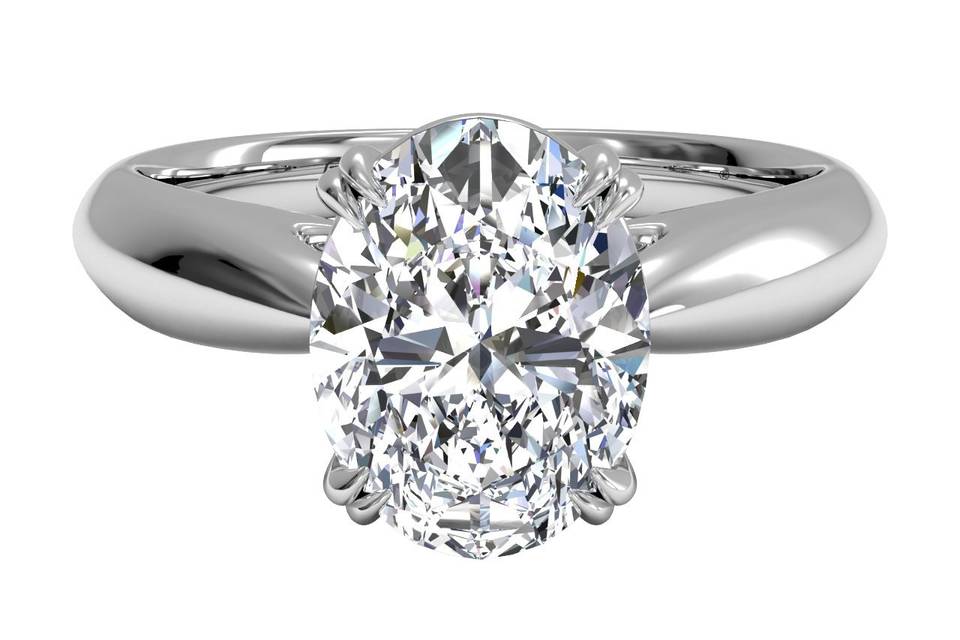 5686	<br>	Solitaire Diamond Cathedral Engagement Ring - in Platinum