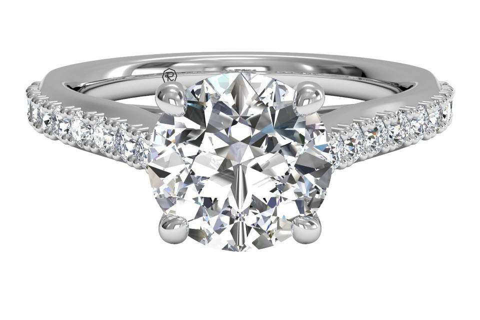 6117	<br>	French-Set Diamond Band Engagement Ring with Surprise Diamonds - in 14kt White Gold (0.24 CTW)