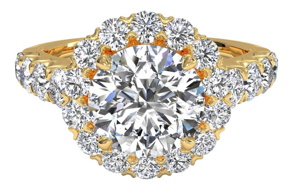 6306	<br>	Masterwork Halo Diamond Band Engagement Ring - in 18kt Yellow Gold (0.75 CTW)