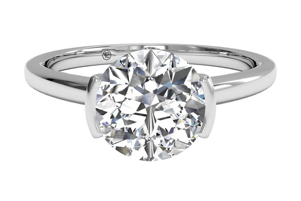 6321	<br>	Solitaire Semi-Bezel-Set Diamond Engagement Ring - in Platinum