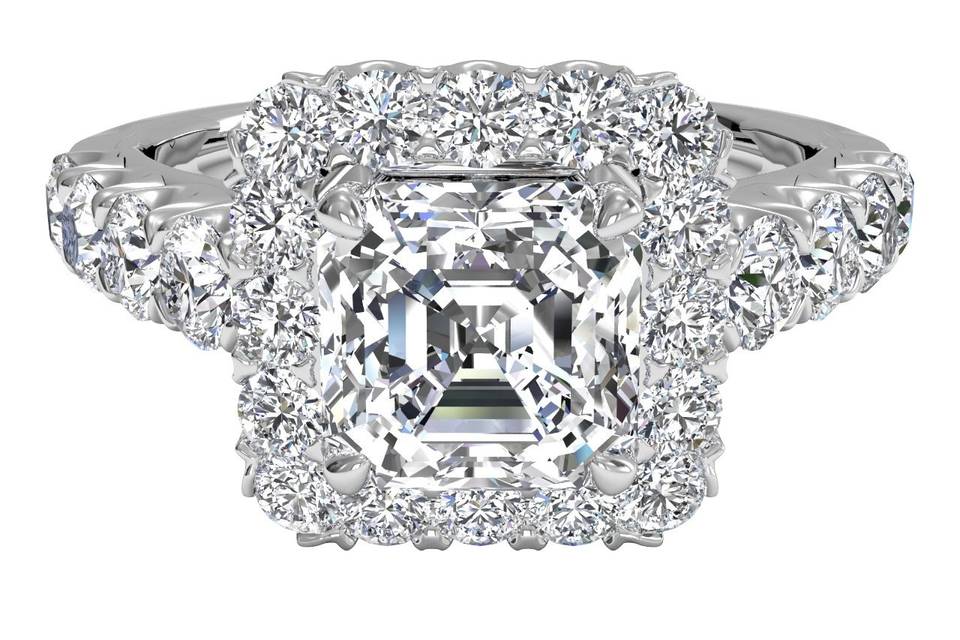 6335	<br>	Masterwork Halo Diamond Band Engagement Ring - in Platinum (0.75 CTW)