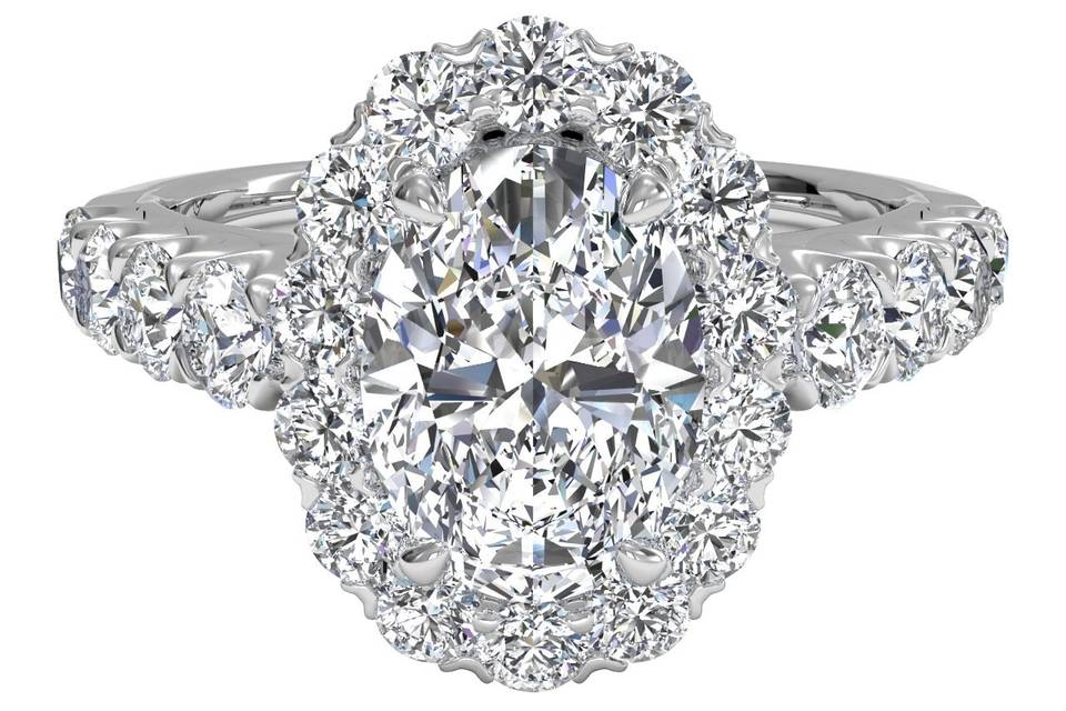 6338	<br>	Masterwork Halo Diamond Band Engagement Ring - in Platinum (0.75 CTW)