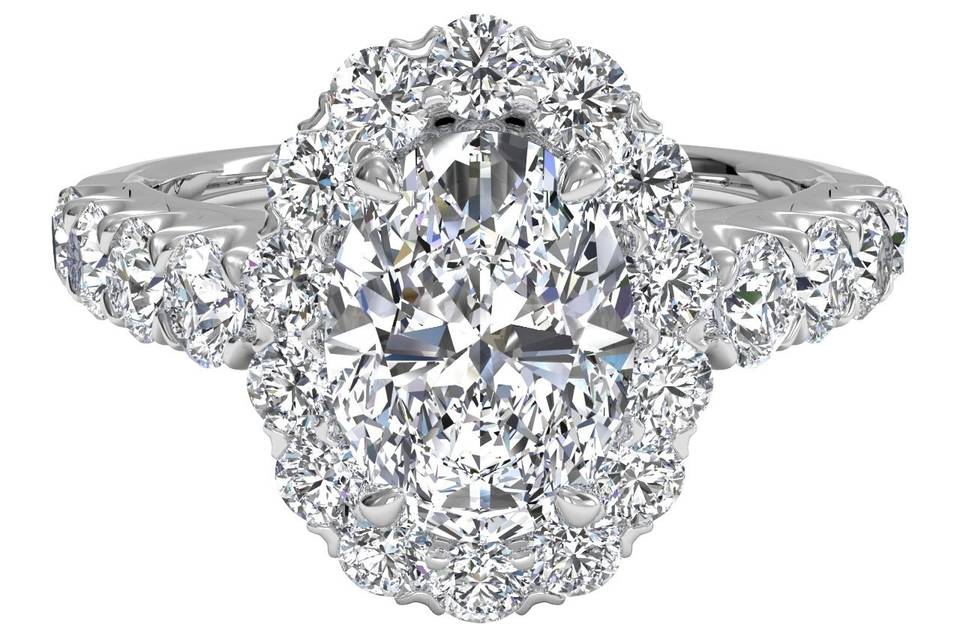 6335	<br>	Masterwork Halo Diamond Band Engagement Ring - in Platinum (0.75 CTW)