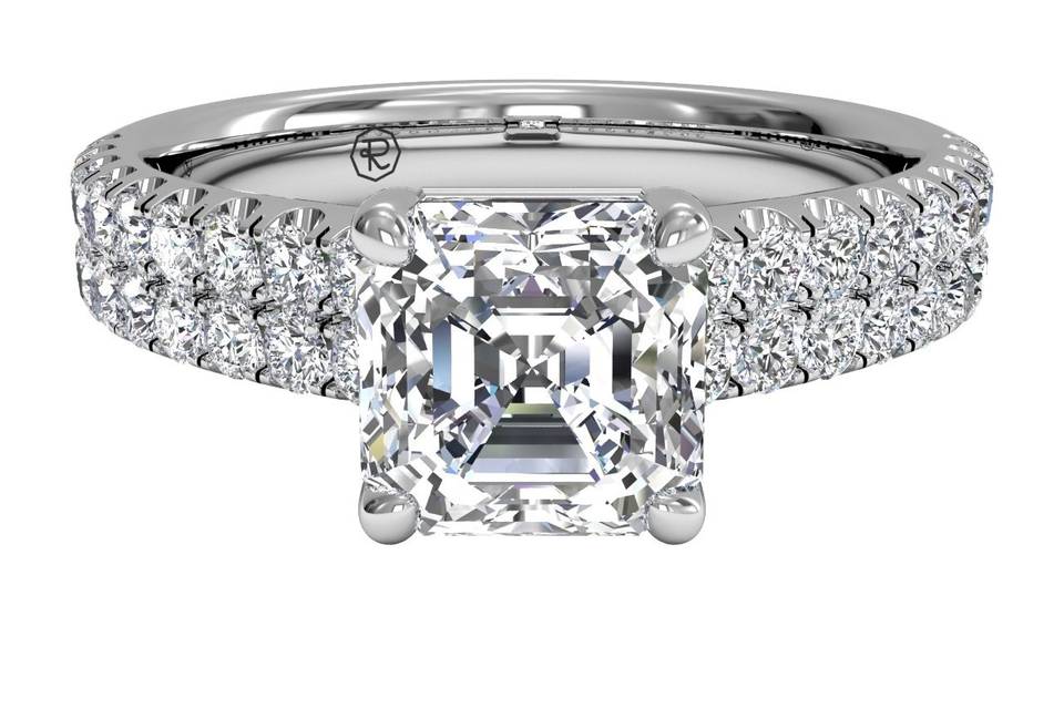 6807	<br>	Double French-Set Band Engagement Ring - in Platinum (0.59 CTW)