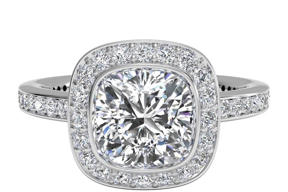 Ritani	19850	<br>	Octagon Pave Diamond Engagement Ring in Platinum (0.10 CTW) for a Round Center Stone
