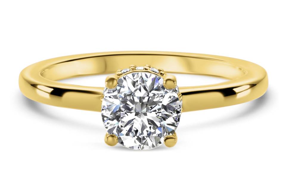 Ritani	19835	<br>	Eight-Prong Tapered Diamond Engagement Ring in 18kt Yellow Gold (0.22 CTW) for a Round Center Stone