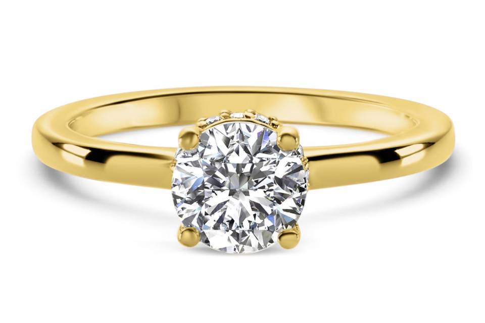 Ritani	19840	<br>	Solitaire Diamond Gallery Engagement Ring in 18kt Yellow Gold (0.10 CTW) for a Round Center Stone