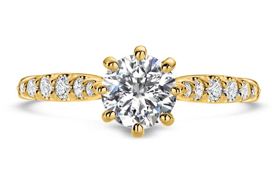Ritani	19840	<br>	Solitaire Diamond Gallery Engagement Ring in 18kt Yellow Gold (0.10 CTW) for a Round Center Stone