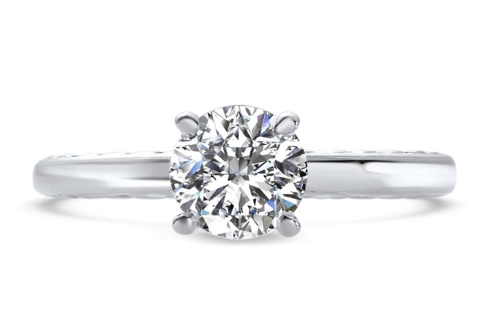Ritani	19821	<br>	Engraved Solitaire Engagement Ring in Platinum for a Round Center Stone