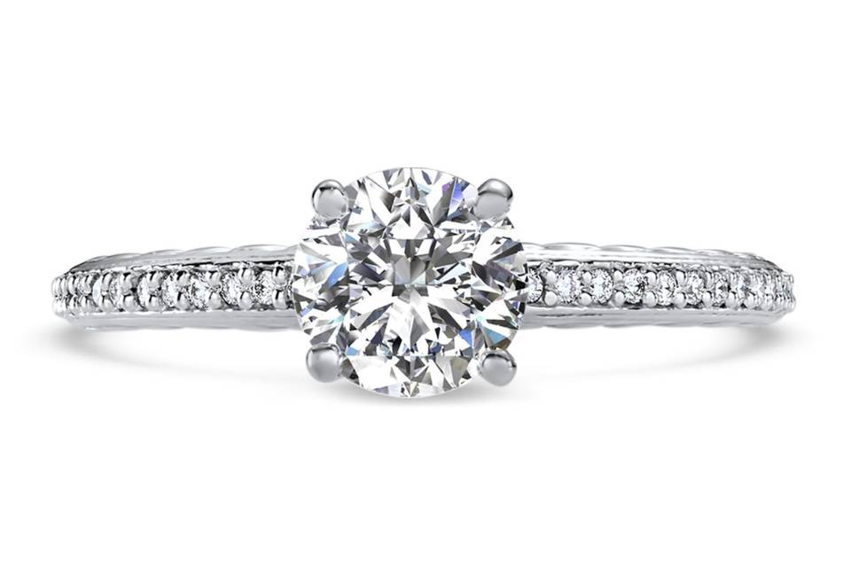 Ritani	19804	<br>	Diamond Twist Halo Engagement Ring in 18kt White Gold (0.49 CTW) for a Round Center Stone