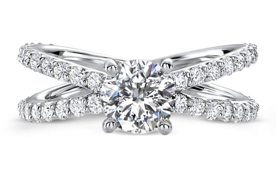 Ritani	19796	<br>	Open Band Diamond Engagement Ring in Platinum (1.07 CTW) for a Round Center Stone