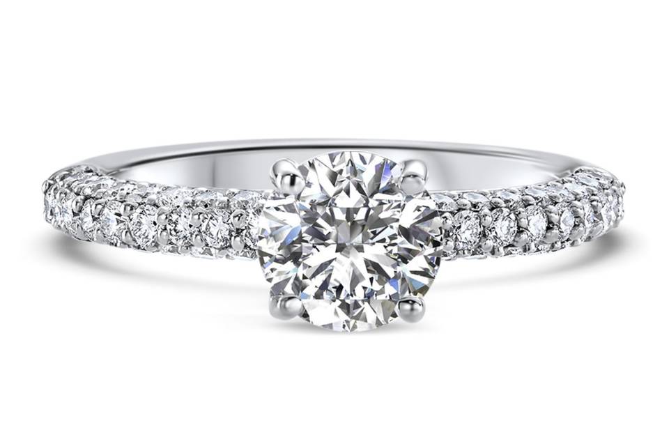 Ritani	19796	<br>	Open Band Diamond Engagement Ring in Platinum (1.07 CTW) for a Round Center Stone