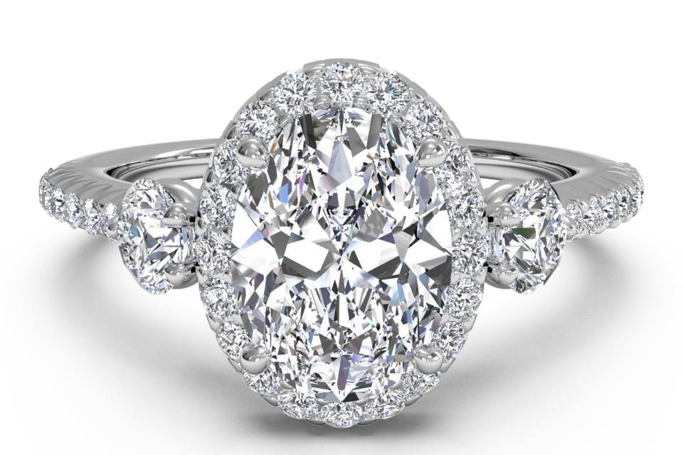 Ritani	17992	<br>	Solitaire Diamond Tulip Cathedral Engagement Ring in Platinum for a Heart Center Stone