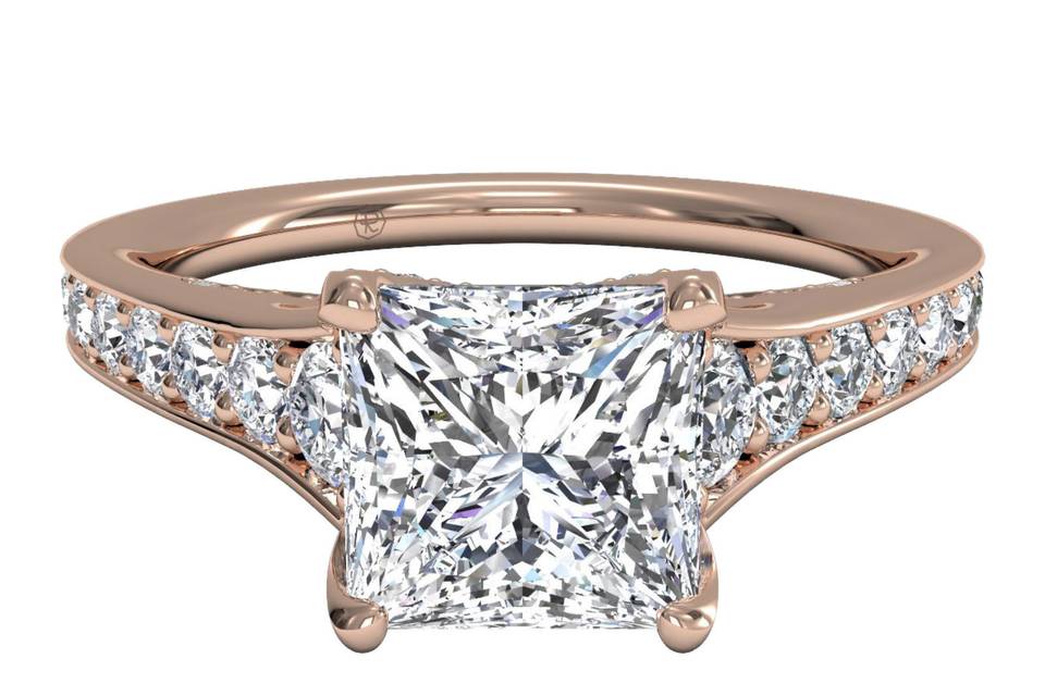 Ritani	13641	<br>	Masterwork Cushion Halo Vaulted Milgrain Diamond Engagement Ring with Surprise Diamonds in 14kt White Gold (0.46 CTW)