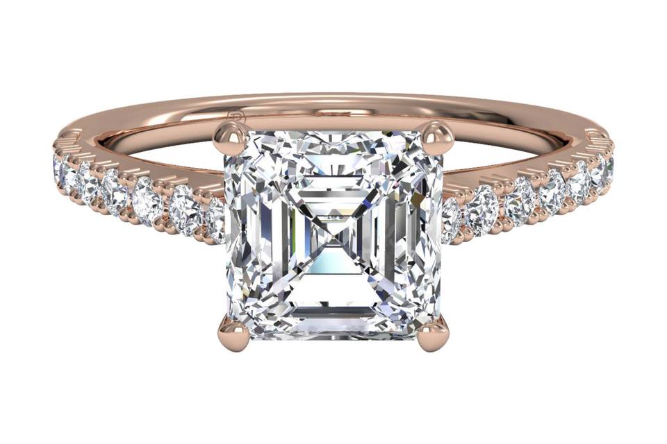 Ritani	12695	<br>	French-Set Diamond Band Engagement Ring in 18kt Rose Gold (0.23 CTW)