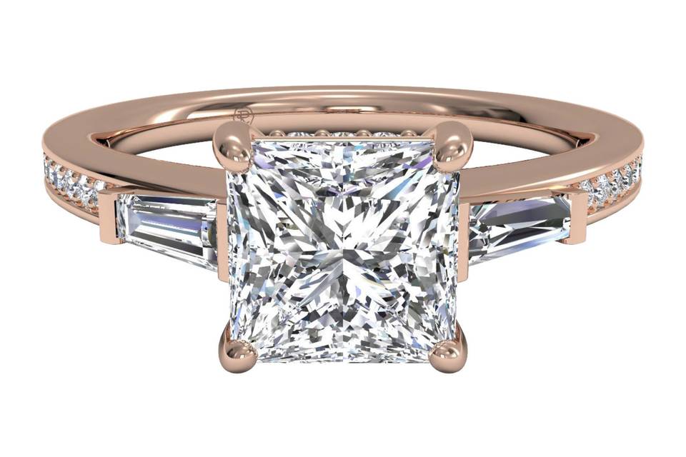 Ritani	12614	<br>	Tapered Baguette Diamond Band Engagement Ring in 18kt Rose Gold (0.39 CTW)