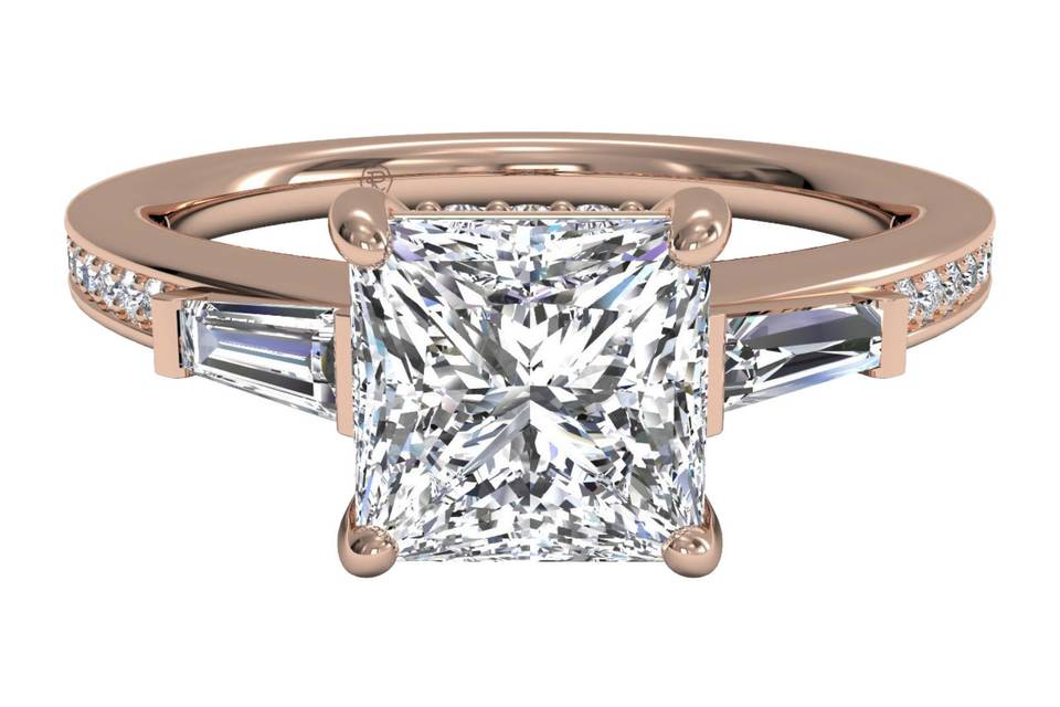 Ritani	12695	<br>	French-Set Diamond Band Engagement Ring in 18kt Rose Gold (0.23 CTW)