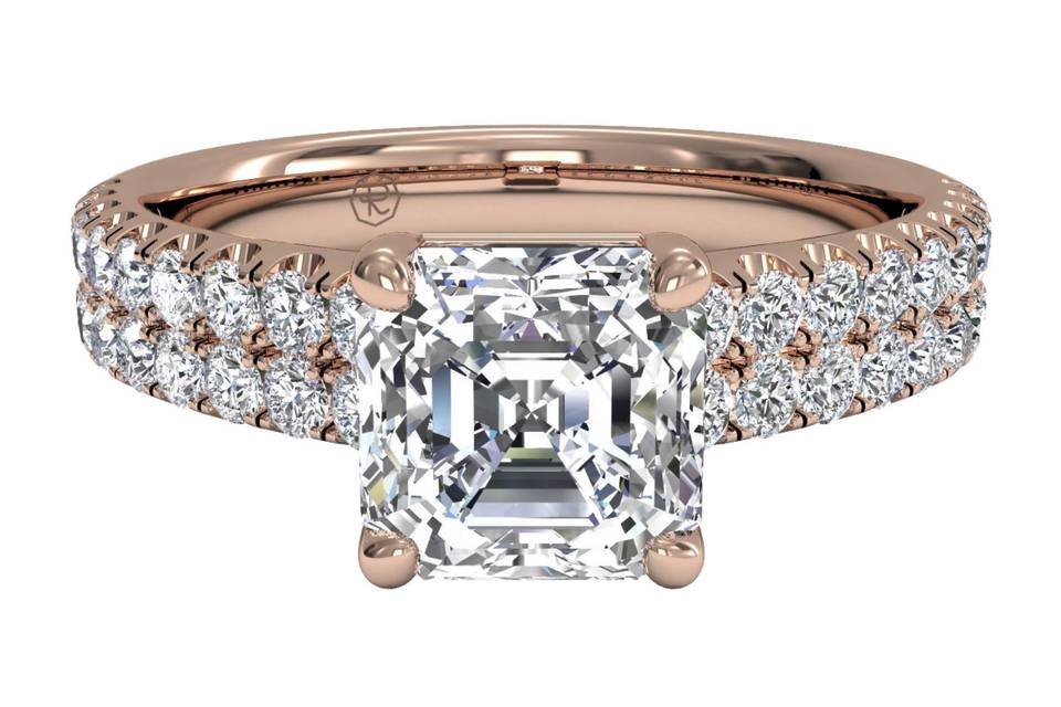 Ritani	12514	<br>	Double French-Set Band Engagement Ring in 18kt Rose Gold (0.59 CTW)