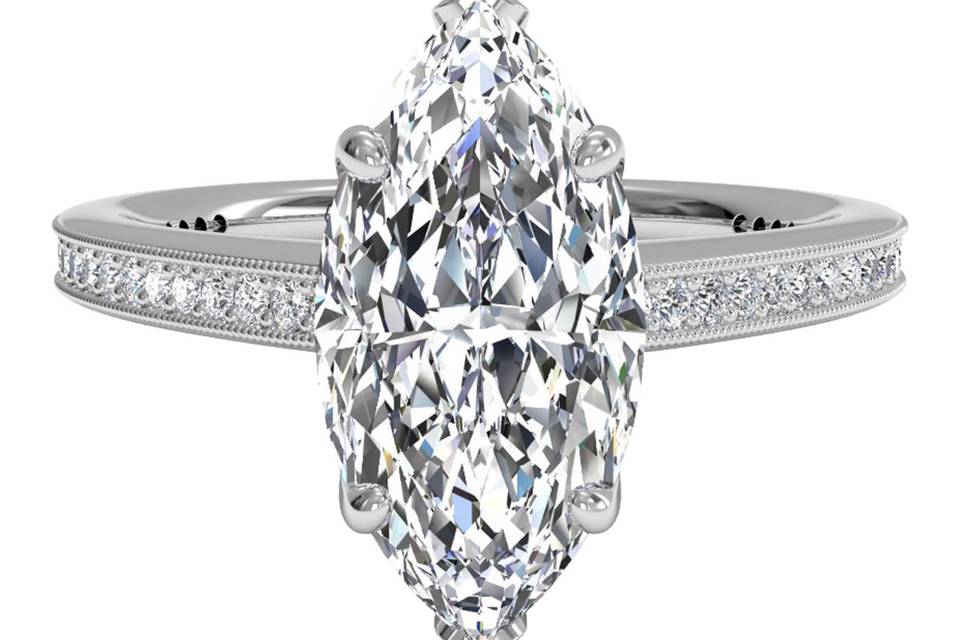 Ritani	12051	<br>	Micropave Diamond Band Engagement Ring with Milgrain Finish in Palladium (0.40 CTW)